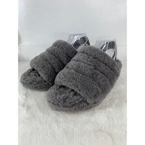 UGG Fluff Yeah Slides Women's Size 11 Charcoal Gray Fuzzy Sandals